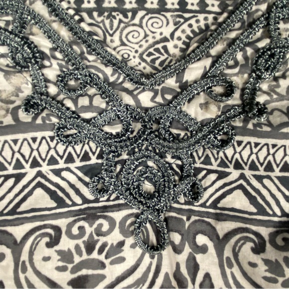 Land’s End Embroidered Lightweight Cotton Summer Dress Cover Up Gray White S 6-8 - Picture 5 of 12